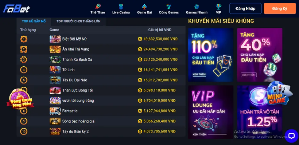 Vòng quay miễn phí cho game nổ hũ